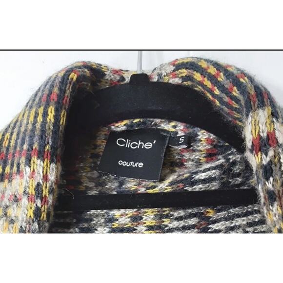 Cliche' Couture Cardigan Medium S Open Front Sweater Fringe - Picture 3 of 3